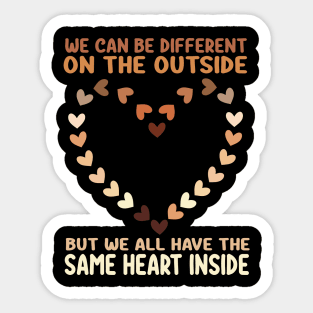 We Can Be Different On The Outside, Same Heart Black History Month African American Women Kids Sticker